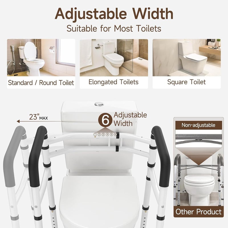 WAYES Toilet Safety Rails, Adjustable Detachable Toilet Frame for Elderly, Seniors, Handicap & Disabled, Foldable Handicap Toilet Handles Fit Most Toilets (300 LB) - Image 4